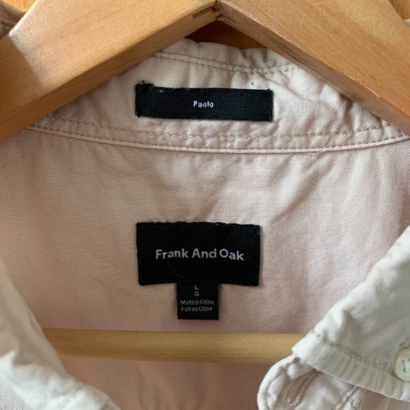 Frank and Oak Mens Light Pink Shirt - Picture 3 of 3
